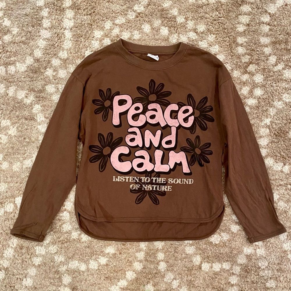 Zara Oversized Peace Long Sleeve Top